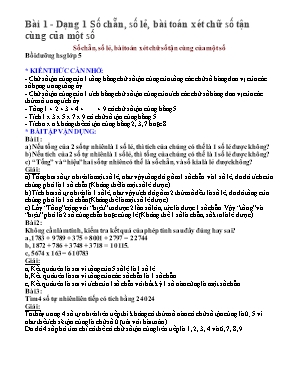 Các dạng bài Toán nâng cao Khối 5
